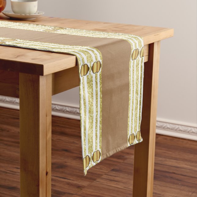 Caminho De Mesa Pequeno Tablecloth Dourado Beige (No Local)