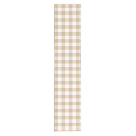 Caminho De Mesa Pequeno Tan Beige White Gingham Plaid Table Runner