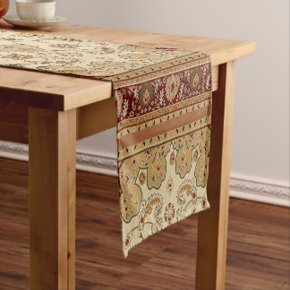 Caminho De Mesa Pequeno Tapete Persa Vermelho e Bege
