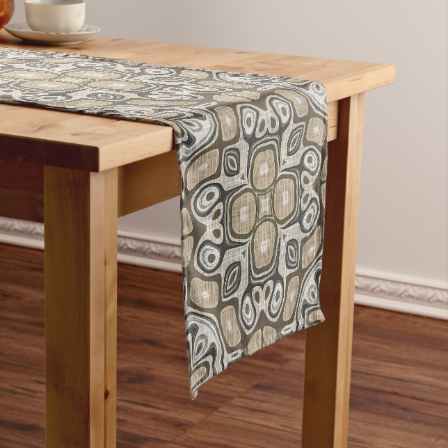 Caminho De Mesa Pequeno Taupe Brown Cinza Beige Hip Bohemian Art Motif (No Local)