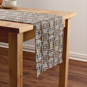 Caminho De Mesa Pequeno Taupe Escuro Marrom Vermelho Bege Cinza Tan Arte T