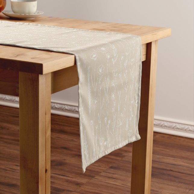 Caminho De Mesa Pequeno Taupe Wildflower Baby Shower Table Runner (No Local)
