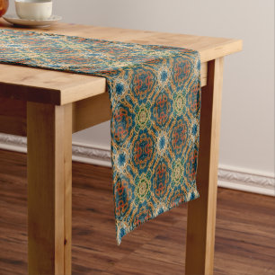 Caminho De Mesa Pequeno Teal Blue Laranja Amarelo Amarelo Dobra Verde Orie
