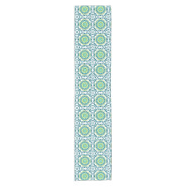 Caminho De Mesa Pequeno Teal e Green Boho Pattern