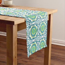 Caminho De Mesa Pequeno Teal e Green Boho Pattern