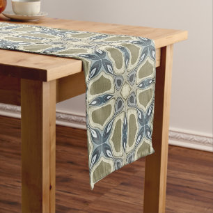 Caminho De Mesa Pequeno Teal Green Blue Cinza Ochre Hip Bohemian Bali Art