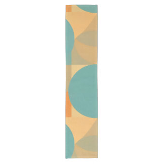 Caminho De Mesa Pequeno Teal, Tan, and Orange in Retro Look Pattern