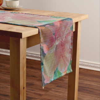 Caminho De Mesa Pequeno Tecido Pique de Hibiscus