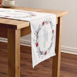 Caminho De Mesa Pequeno Terra de Natal do Elegante Silver Red Merry