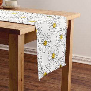 Caminho De Mesa Pequeno Teste padrão amarelo da margarida branca