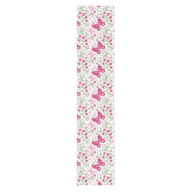 Caminho De Mesa Pequeno Teste padrão branco floral (Frente)