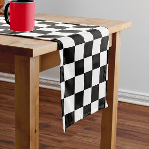 Caminho De Mesa Pequeno Teste padrão Checkered preto e branco do tabuleir