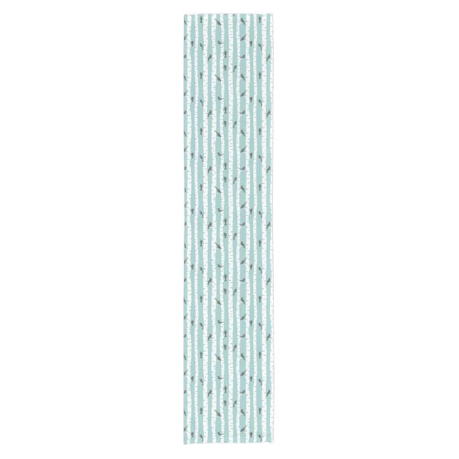 Caminho De Mesa Pequeno Teste padrão com pássaros e árvores (Frente)