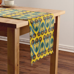 Caminho De Mesa Pequeno teste padrão da tulipa do amarelo do estilo 70s