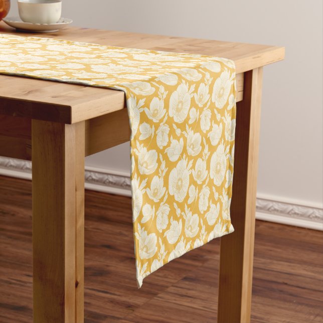 Caminho De Mesa Pequeno Teste padrão de flor dourado (No Local)
