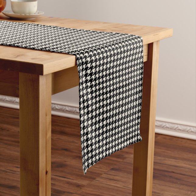 Caminho De Mesa Pequeno Teste padrão de Houndstooth em preto e branco (No Local)