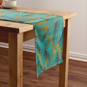 Caminho De Mesa Pequeno Teste padrão de onda gravado ouro do redemoinho n
