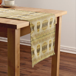 Caminho De Mesa Pequeno Teste padrão dourado tribal africano étnico do