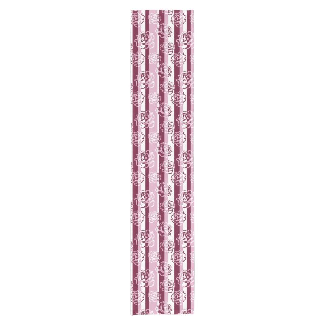 Caminho De Mesa Pequeno Teste padrão listrado com rosas (Frente)