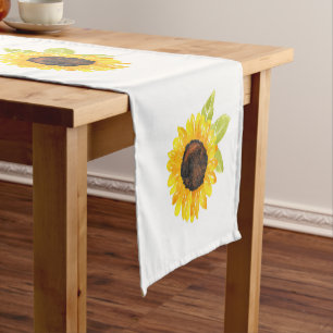 Caminho De Mesa Pequeno Teste padrão pintado mão do girassol da aguarela