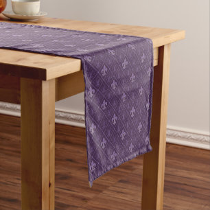Caminho De Mesa Pequeno Teste padrão roxo da flor de lis