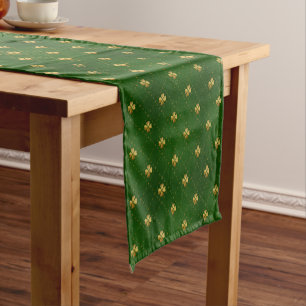 Caminho De Mesa Pequeno Teste padrão verde dourado do trevo