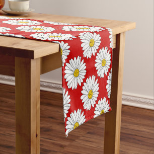 Caminho De Mesa Pequeno Teste padrão vermelho amarelo da margarida branca