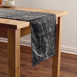 Caminho De Mesa Pequeno Textura de mármore preto