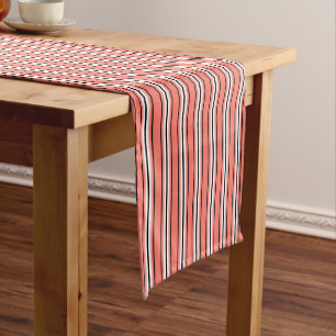 Caminho De Mesa Pequeno Tiras Modernas do Século médio, Coral, Preto e Bra