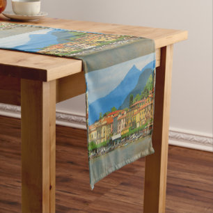 Caminho De Mesa Pequeno Toalha de mesa com pôster de Bellagio Itália