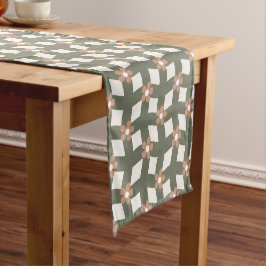 Caminho De Mesa Pequeno Toalha de Mesa Floral Verde Oliva e Rosa Moderno R