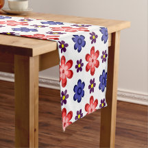 Toalha de Mesa Pequena Flores Azul Boho Roxo Verme
