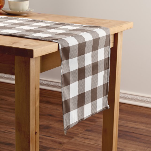 Caminho De Mesa Pequeno Toalha de Mesa Xadrez Marrom Chocolate (No Local)