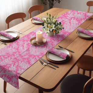 Caminho De Mesa Pequeno Tóile de jouy, rosa-quente, elegante, impressa