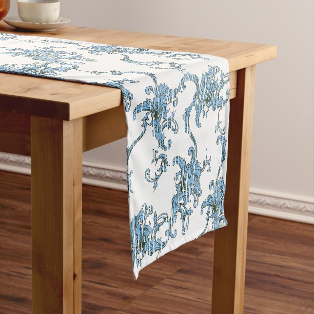 Caminho De Mesa Pequeno Toile de Joy. Floral. Azul. (No Local)