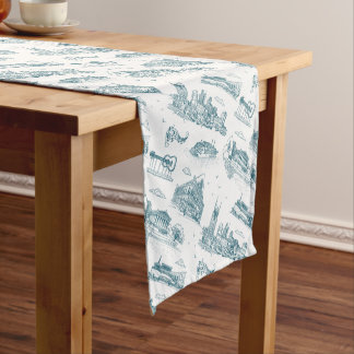 Caminho De Mesa Pequeno Toile de Nashville Crepúsculo em Branco