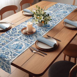 Caminho De Mesa Pequeno Torre branca-branca-chic de jouy Dolls e flores