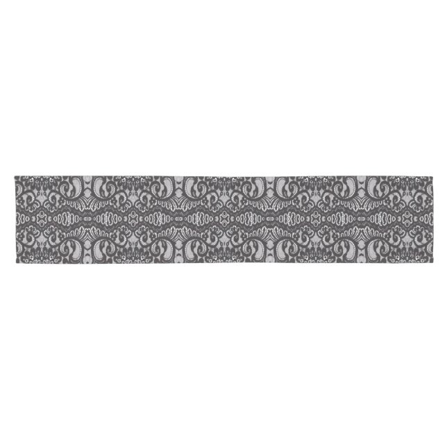 Caminho De Mesa Pequeno trendy bohemian girly lace negro parisiense (Horizontal)