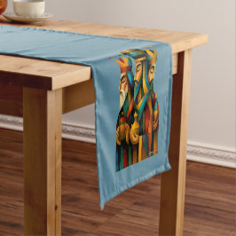 Caminho De Mesa Pequeno Três Homens Sábios Arte Abstrata da Natividade