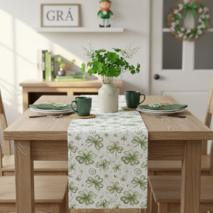 Caminho De Mesa Pequeno Trevos de Aguarela Verde Dia de São Patrício Irlan