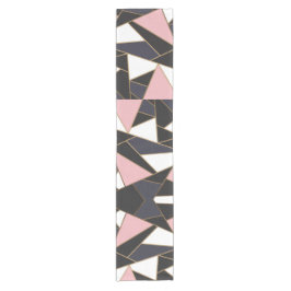 Caminho De Mesa Pequeno Triângulos Abstratos Rosa Preto Branco