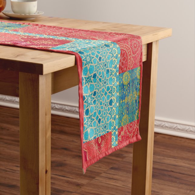 Caminho De Mesa Pequeno Turquesa Vermelha ORIENTAL - Tablecloth, Runner (No Local)