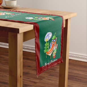 Caminho De Mesa Pequeno Um Feliz Natal em Sunshade e Tree