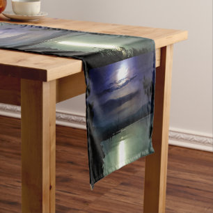 Caminho De Mesa Pequeno Uma Lua Cheia Que Reflete A Arte Náutica Do Egeu