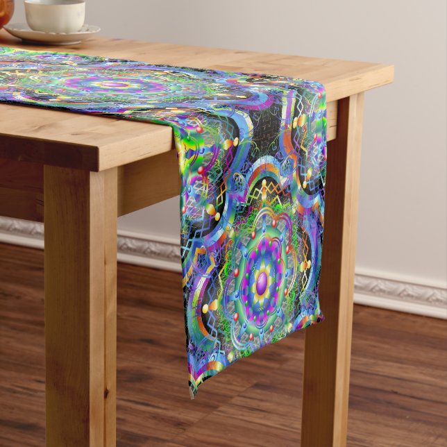 Caminho De Mesa Pequeno Universo Mandala Cores Psicodélicas (No Local)