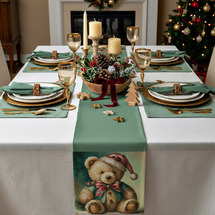 Caminho De Mesa Pequeno Urso de pelúcia de Natal vintage