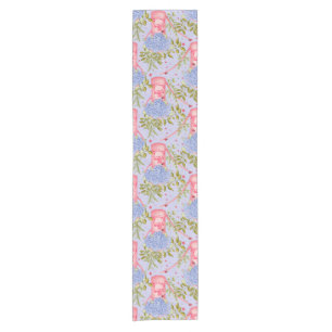 Caminho De Mesa Pequeno Vasos de Rega Rosa Cottagecore Hortênsia em Flor