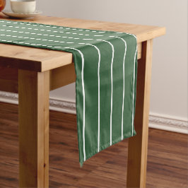 Caminho De Mesa Pequeno Verde Caçador e Branco fino horizontal