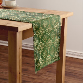 Caminho De Mesa Pequeno Verde Festivo e Dourado Papel Laminado Inverno Nat