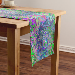 Caminho De Mesa Pequeno Verde limão marmoreado e espiral traseira do Abstr